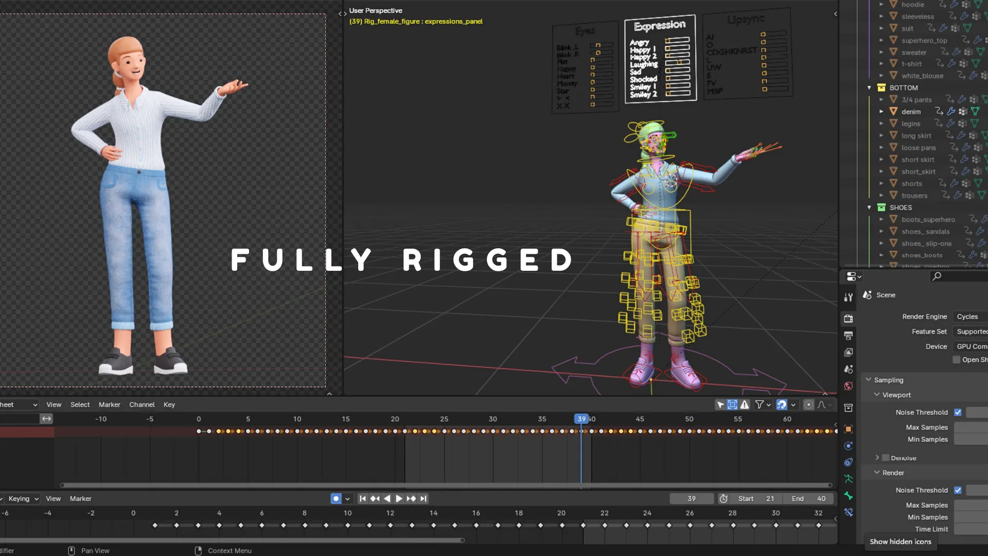 Fully rigged Female Humanz character
